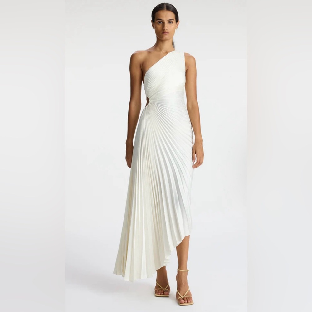 ALC Delfina Satin Pleated Dress